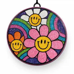 Smiley Flower Car Freshie – Retro Hippie Smiley Face Car Air Freshener