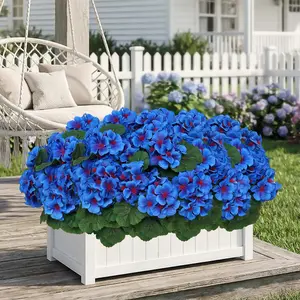 8 Bundles Artificial Blue Geraniums, UV Resistant Outdoor Fake Flowers, Perfect Mother's Day Gift for Patio, Hanging Planters, Porch, Window & Home Decor summerwins