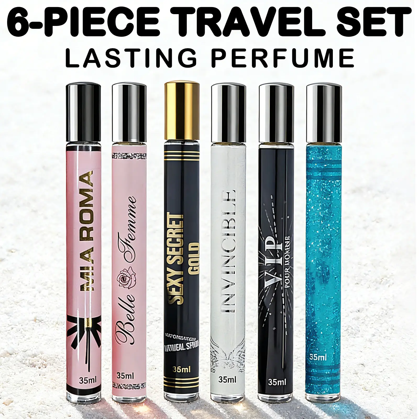 6 Pack Women's Portable Perfume | 6 PACK Total：7.1 OZ / 210 ML | 35ML Each | 6 Scents: Fruity/Floral/Woody/Oriental/Gourmand/Aldehydic | Compact & Portable, Different Scent Every Day, Perfect for Commute & Dates, Gift for Her