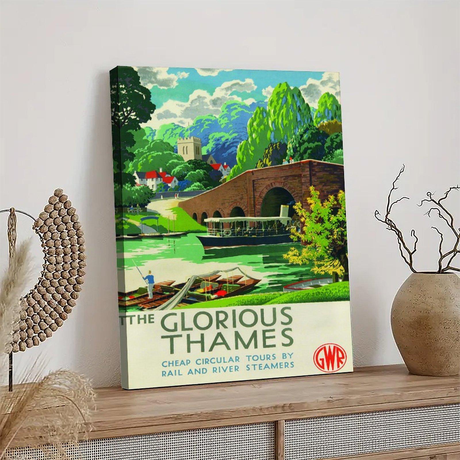 Vintage Railway Poster THE GLORIOUS THAMES Poster Decorative Painting Canvas Wall Art Picture Print Modern Family Bedroom Decor