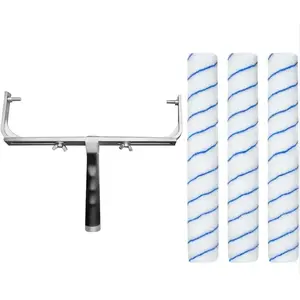 4PC 18 Inch Paint Roller Frame Set - 1PC 12''-18'' Adjustable Paint Roller Frame, 3PC Microfiber Paint Roller Sleeves, Large Paint Roller for Walls Ceiling Floors Indoor Outdoor Use