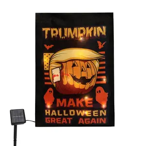 LED Lighted Halloween D.T Garden Flag 12x18 In, Double Sided Linen Decor Flag, 6×3 Ft Front Door Flag House Flag for Holiday Yard Decoration Banners | Funny Gag Gift & White Elephant Gift