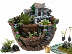 Fairy Garden Planter Plants Pot Tiny Creative Flowers Succulent Plants Fairy House Pot Holders Hanging Garden Design with Sweet House