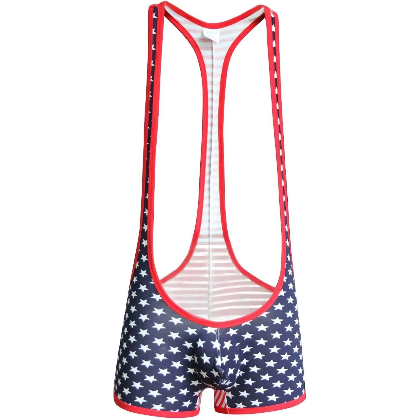 Men American Flag Wrestling Singlet Jockstrap Bodysuit Active Underwear(Gift)