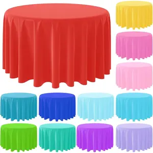 12 Pack 84Inch 12 Assorted Color Round Plastic Disposable Tablecloths Colorful Table Covers for Birthday Wedding Picnic Fiesta Party Home Decorations