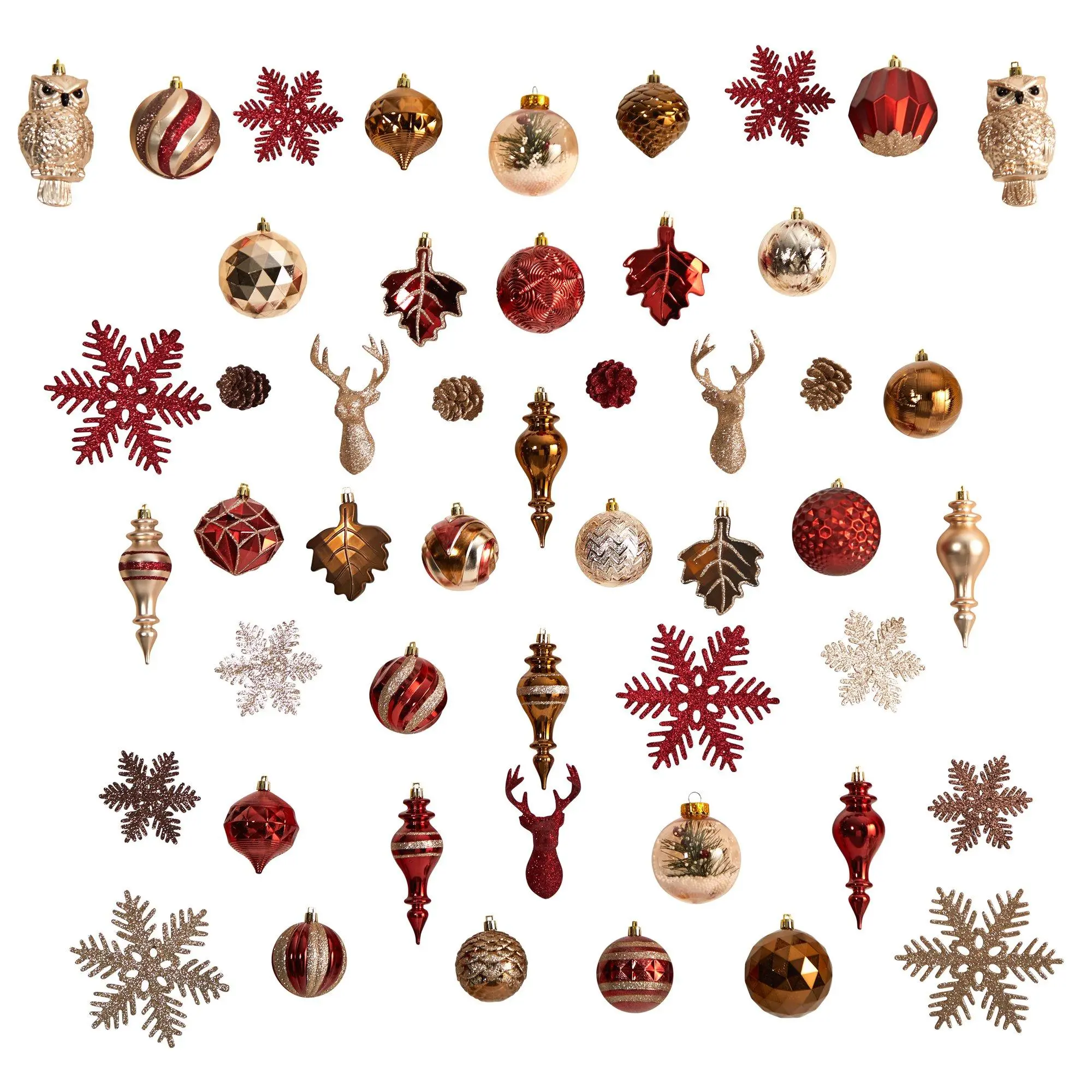 52-Count Deluxe Shatterproof Glitter Christmas Tree Ornament Box Set - Reusable Tray with Holly Decor, Bright Holiday Hues, Artificial Tree Christmas Decor for Festive Home Decorations