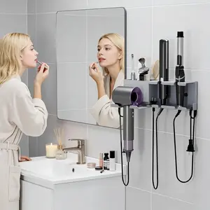 2026 New Wall-Mounted Hair Dryer Rack, Curling Iron Holder, Straightener Stand, Multi-Scene Use for Bathroom, Bedroom, Salon, Hotel, Modern bathroom accessories