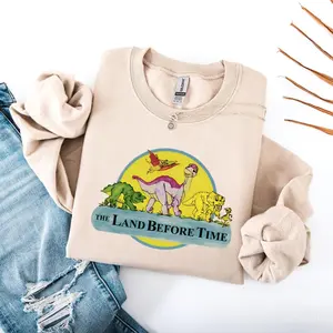 The Land Before Time Sweatshirt, Cute Dinosaur Graphic Crewneck Unisex Cozy Vintage Cartoon Pullover, Pastel Dinosaur Friends Sweater, Dino Mite Journey Shirt
