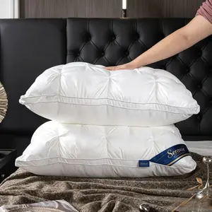 Set of 2 Luxury Hotel-Grade Pillows — Designed for Comfortable, Deep Sleep with Neck Support; Suitable for All Seasons. Features Hypoallergenic Polyester Fiber Covers; Ideal for Side Sleepers, Back Sleepers, and Those Who Prefer a Lower-Profile Pillow.