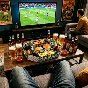 3, 6, 9-Piece Set 9-Section Soccer Field Snack Stadium Tray with Bowls and Plates, 2026 Global Soccer Tournament Party Supplies, Sports Game Day Serving Platters, Gift Favors, Disposable Tableware for Home & Business.