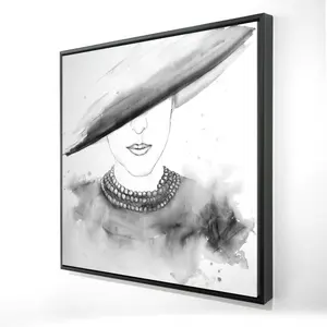 360 Stand Framed Wall Artwork - 36x36 in Artistic Mysterious Lady with Hat Photo Print, Fashion-Infused Home Decor Decoration for Room, Home Supplies Posters & Prints
