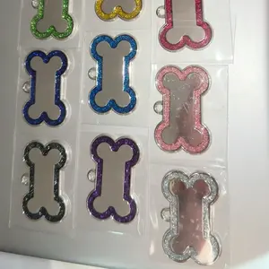 Custom Engraved Dog Tags Glitter Bone Design in Multiple Colors for Pet Identification Durable Clear Engraving Personalized Fit