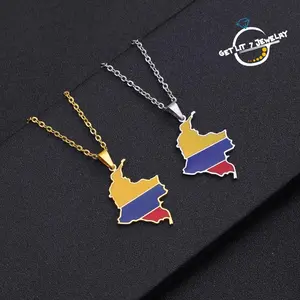 Colombian flag & map pendant necklace | couple style | Elegant Daily & Gift Choice | Anniversary Gift | Selected Gift |