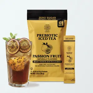 Iced Tea Drink Mix – Prebiotic Iced Tea (10-Pack) – Supports Digestive & Gut Health, Plant Fiber, Zero Sugar, 25 Calories, Made from Black Tea Leaves