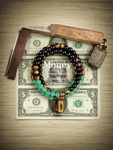 Money Attraction Necklace Green Aventurine Tiger Eye Bohemian Chic Pendant Boho Chic Crystal Healing Crystal Stone Long Chain Sweater Chain for Men Women Anniversary Vacation Theme Parties Jewelry Charms Abundance Crystal
