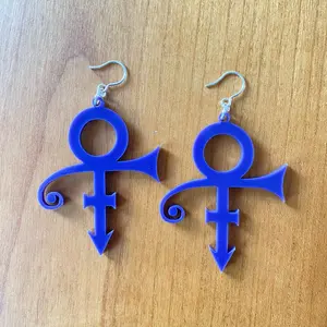 Purple Acrylic Prince Symbol Earrings - Fashion Accessory for Prince Lovers and Minnesota Fans
