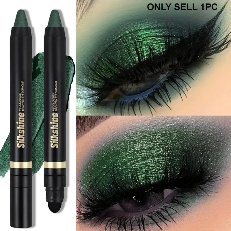 Double Ended Metallic Eyeshadow Stick, Eye Shadow Sticks, Waterproof & Long Lasting, Champagne Brown Cream Shimmer Pencil Crayon, Eye Brightener Stick Highlighter Eye Liner Pen, Easy To Create Daily Makeup, Glitter Shimmer Eyeshadow, Eye Makeup Products