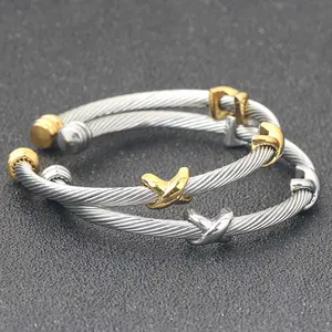 Steel wire bracelet open 8-shaped stainless steel bracelet 4MM open X knot daily matching