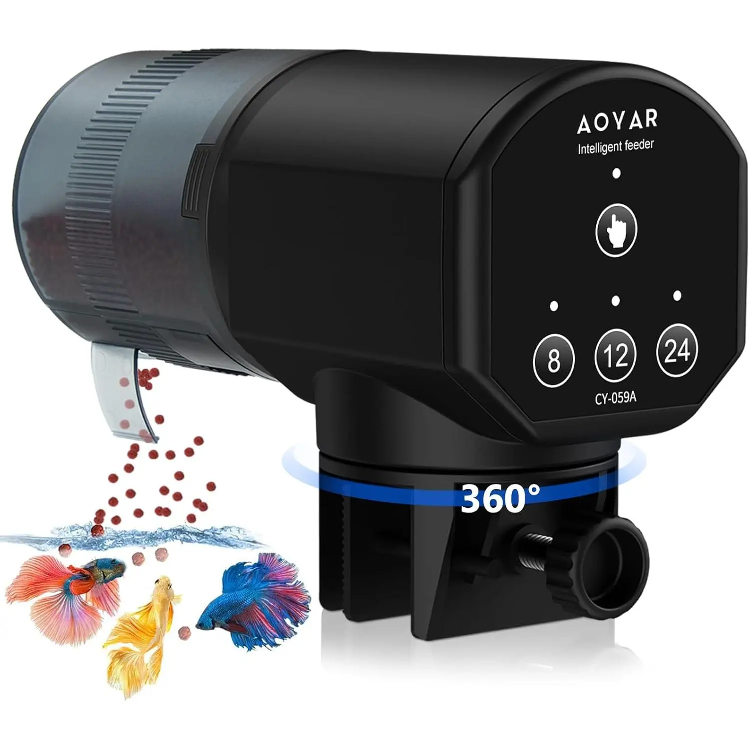 Automatic Fish Feeder Dispenser for Aquariums - 200ml Large Capacity, Battery-Powered, Timer-Controlled for Small Tanks, Betta Fish, Vacation/Weekend Use (No Manual Feeding Hassle), Batteries