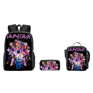 K-POP Girls backpock Three-piece set: Stylish backpack - unisex design, a perfect gift for students; cute appearance, large capacity, lightweight and practical, with adjustable shoulder straps.