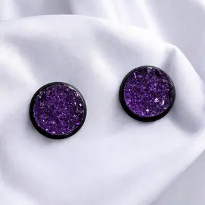 Purple Druzy Stud Earrings | Sparkly Amethyst Purple Faux Geode Studs | Hypoallergenic Jewelry for Sensitive Ears | Witchy Aesthetic Gift