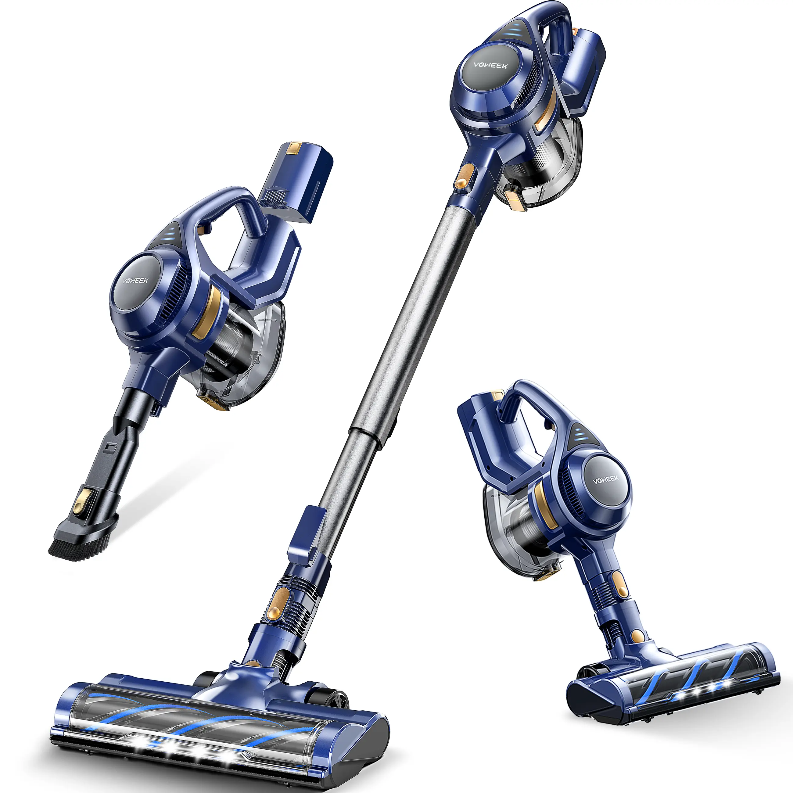 Voweek Cordless Vacuum Cleaner (VC08-VC15) - 45Min Runtime, 150-400W, Lightweight, Multi-Mode, Touch-Controlled Stick Vacuum, Multi-Surface Floor Care Tool, Each Model Includes Essential Accessories