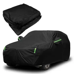 Black Universal Waterproof full Car Cover for Sedan & SUV with Cotton Cloth - All Weather Outdoor Car Covers