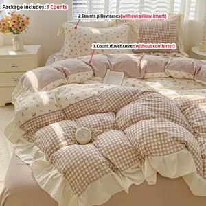 Plaid Pattern Bedding Set, 3 Counts/set Including Duvet Cover & Pillowcase without Filler, Soft Comfortable Bedding Set for Home Bedroom, Soft Bedding Sets, Decorative Bedding Set