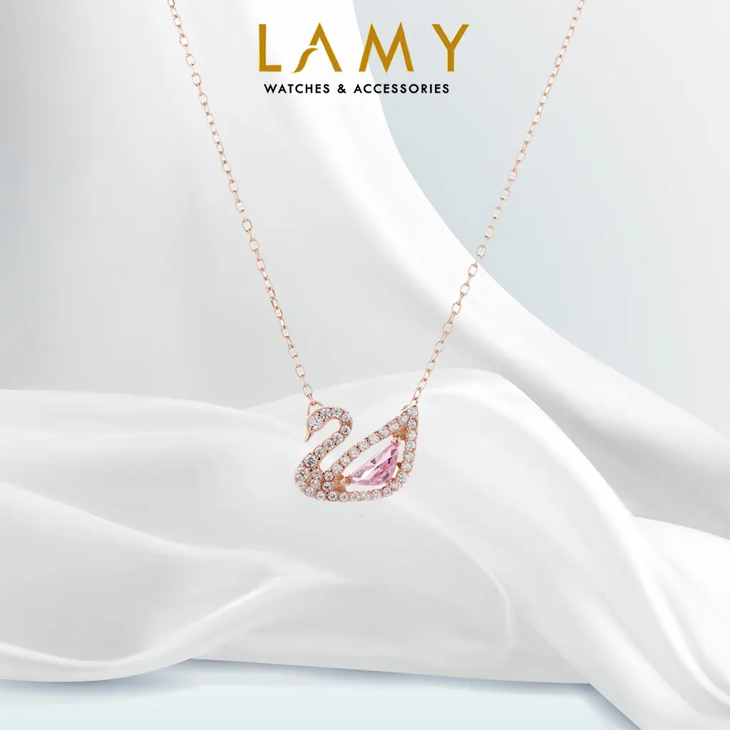 CDE Crystal Swan Necklace Silver CDE6042SV - Women's silver necklace