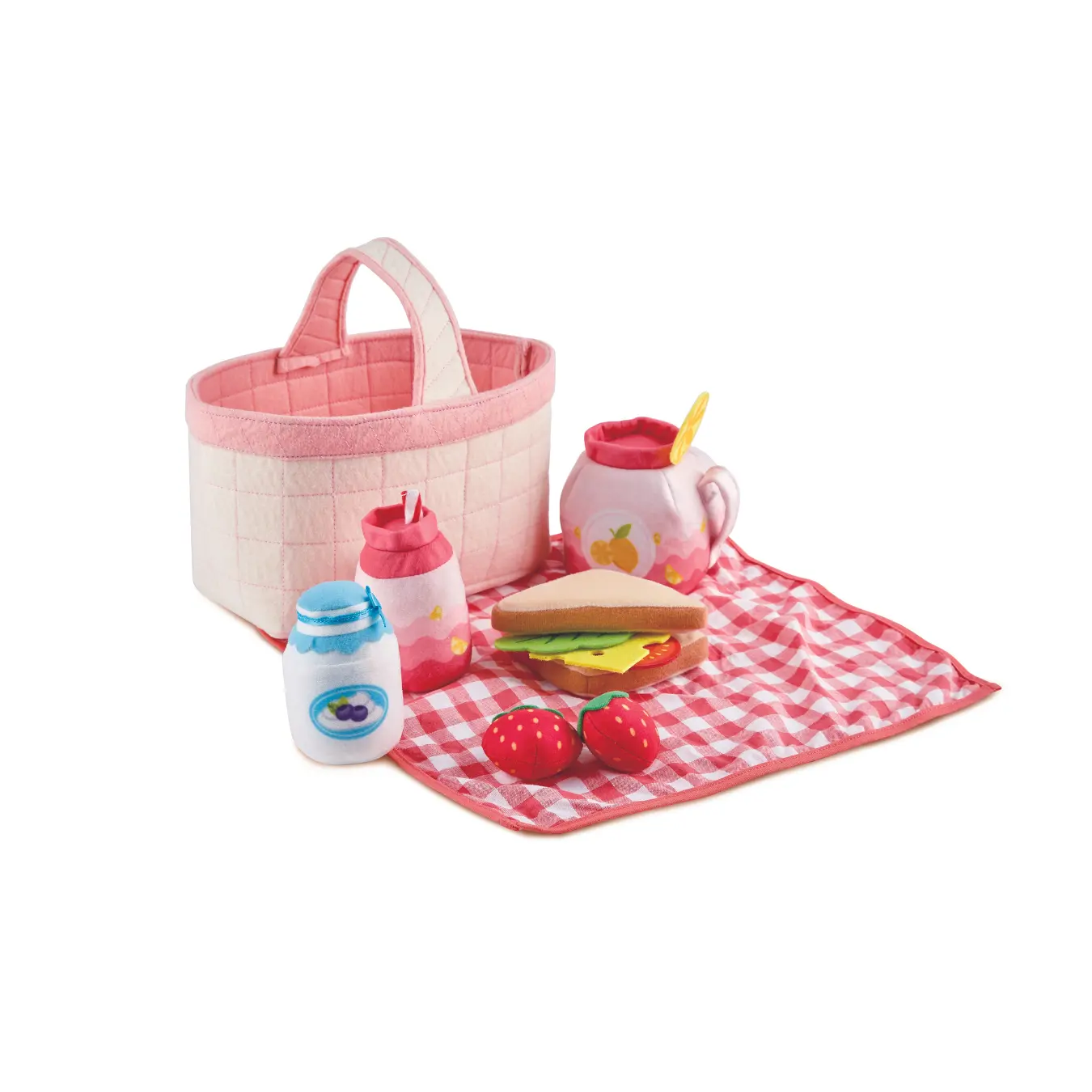 Hape Toddler Kitchen Pretend Play Toys Classic Picnic Playset - Safety Soft Accessories, Fabric Basket, Bread, Tomato, Strawberries, Lettuce, Sandwich, Cheese, Organizational Design, Encourages Positive Habits, Kids