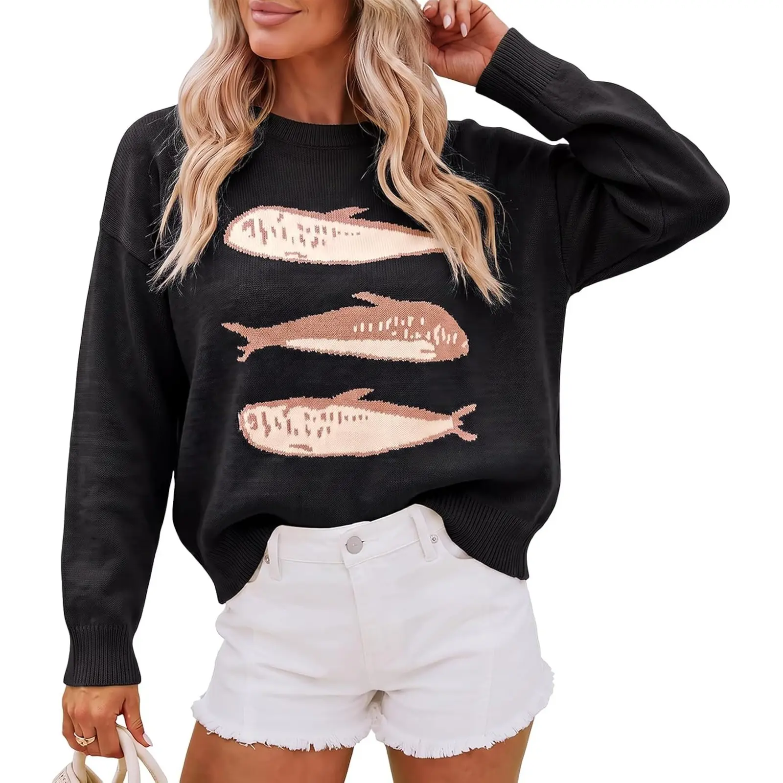 Cicy Bell Womens Animal Graphic Sweaters Lightweight Knit Crewneck Long Sleeve Pullover Fall Casual Trendy Tops