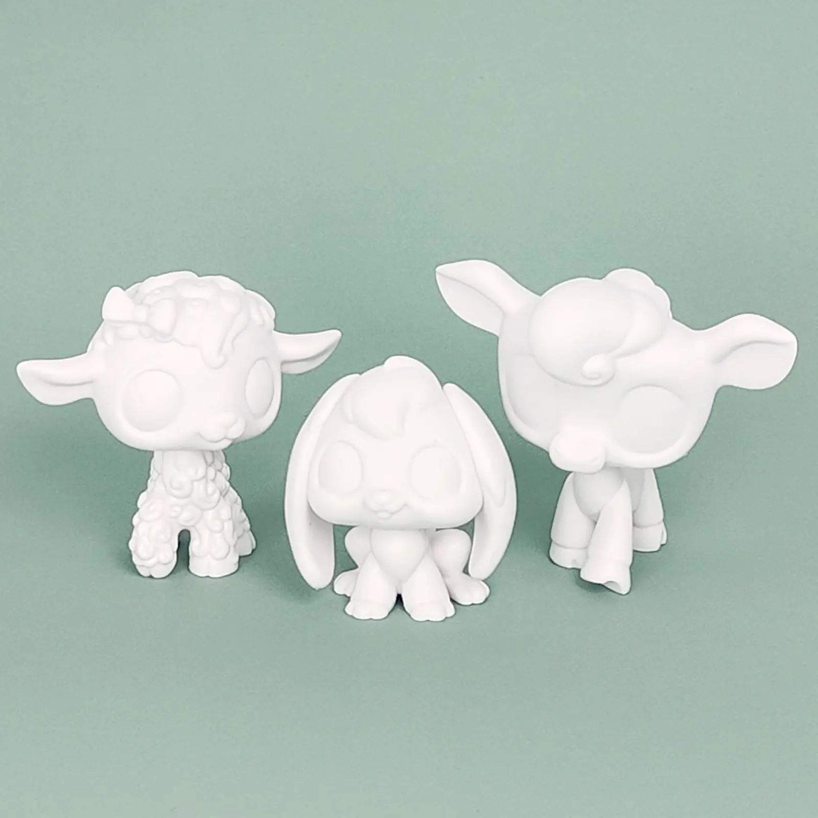 3 Pcs Custom Blank Bobble-Head Animal Action Figure Kits - ABS Handmade Toys, Manipulatable Animals, Art Toy Collectibles, White Base Models, Painting Crafts Props, DIY Crafts Supplies, DIY Design Birthday Cake Toppers for Kids