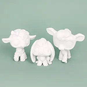 3 Pcs DIY Custom Blank Bobble-Head Animal Action Figure Kit with White Base Model, Painting Crafts Props, Birthday Cake Topper, Trendy Accessories, Xmas Gift for Kids