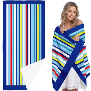 Stripe Beach Towel, Extra Large Quick-Dry Bath Towel, Polyester Fiber, Ideal for Swimming, Camping, Travel
