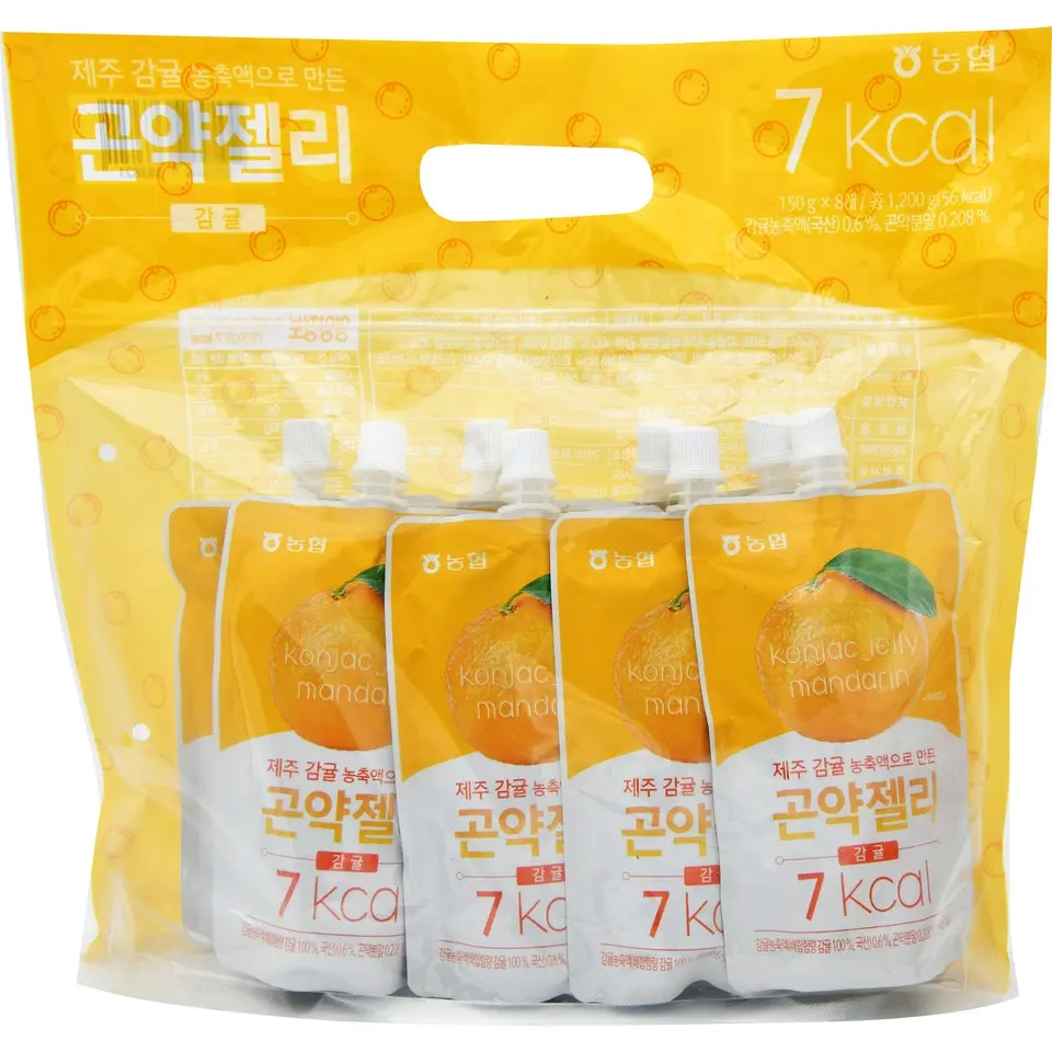 Nonghyup Ambient Drinkable Konjac Jelly Set - Mandarin Flavor, 8 Individually Sealed Packets, Low-Calorie, Chewy, Sugar-Free Cooling Water Jelly, Healthy Guilt-Free Snack, Sugar Free Jelly