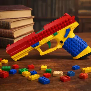 Tactical DIY Building Block Handle Set - Shell Ejecting Toy Gun with Automatic Pull Back Action & Foam Bullets for Outdoor Team Activities & Festival Gift soft gun recoil model perfect stock