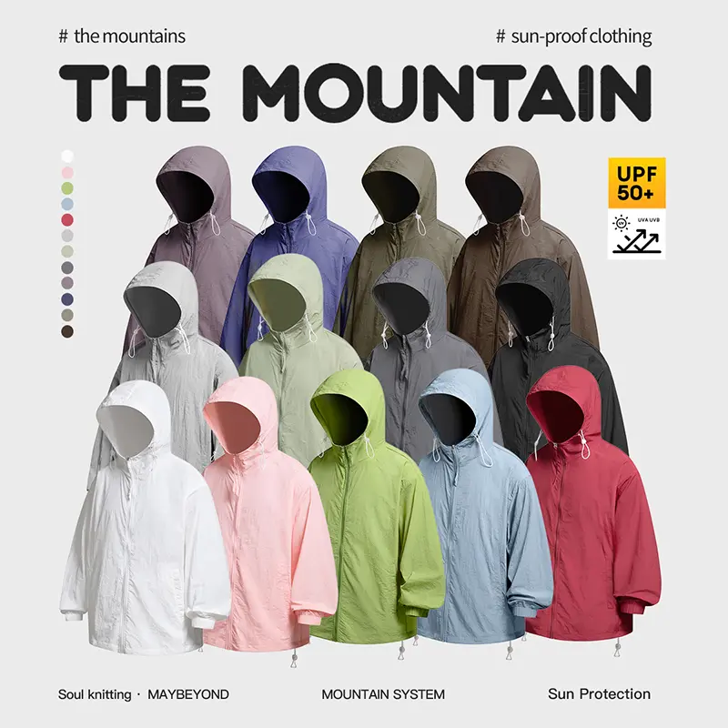Men's Unisex Lightweight Sun Protection Hooded Jacket - Asian Sizes, Loose Fitting, Quick Dry UV Protection Windbreaker, Packable Casual Coat for Summer Outdoor Use
