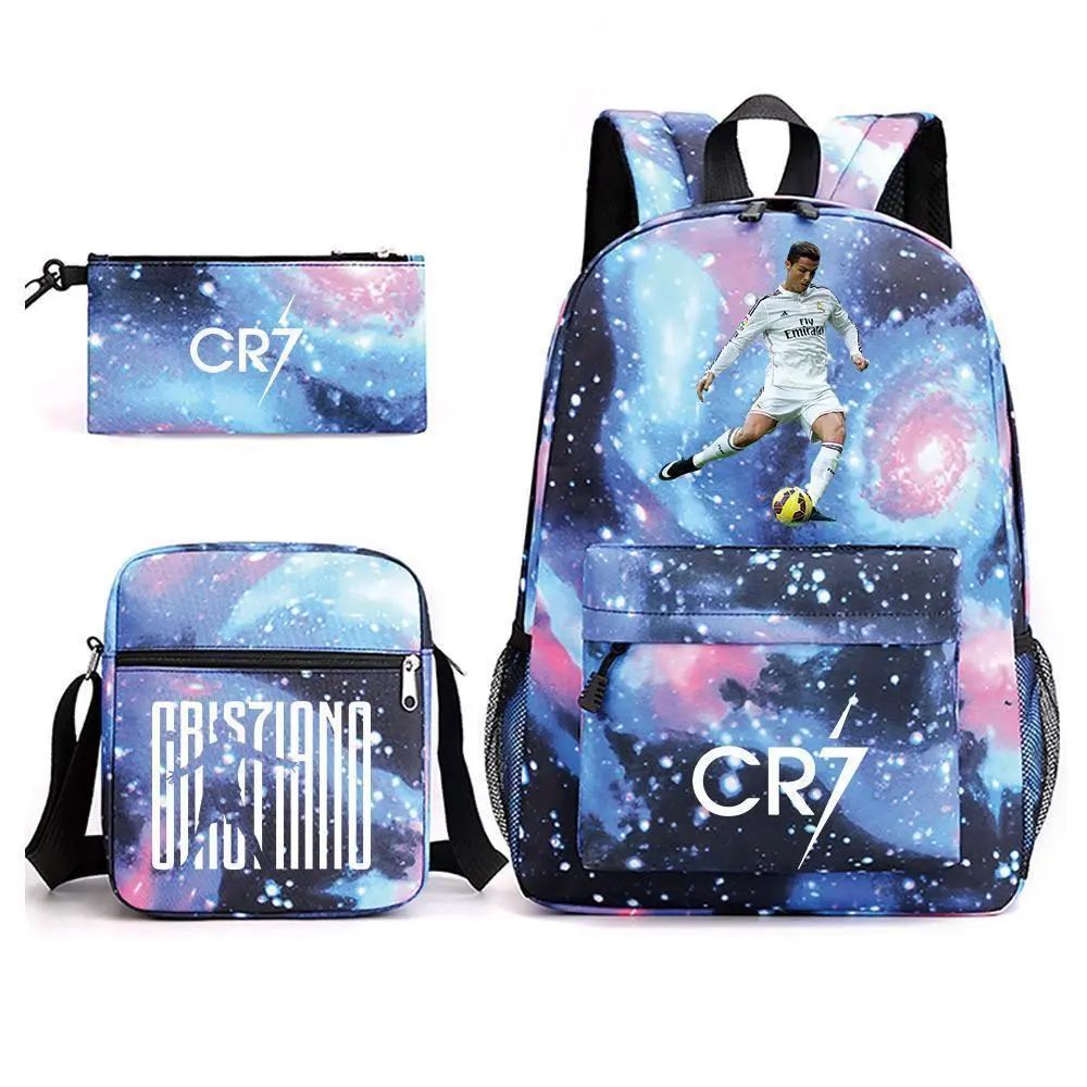 New 3pcs CR7 Backpacks Simple Style Lightweight Boys Girls School Bags Capacity Teens Laptop Backpack Women Men Travel Mochilas