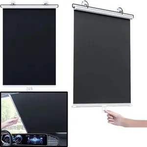 Universal Suction Cup Car Window Sun Shade, Automatic Retractable Privacy Roller Curtain, Drill-Free Installation, Multi-Purpose for Vehicle, Home & Office