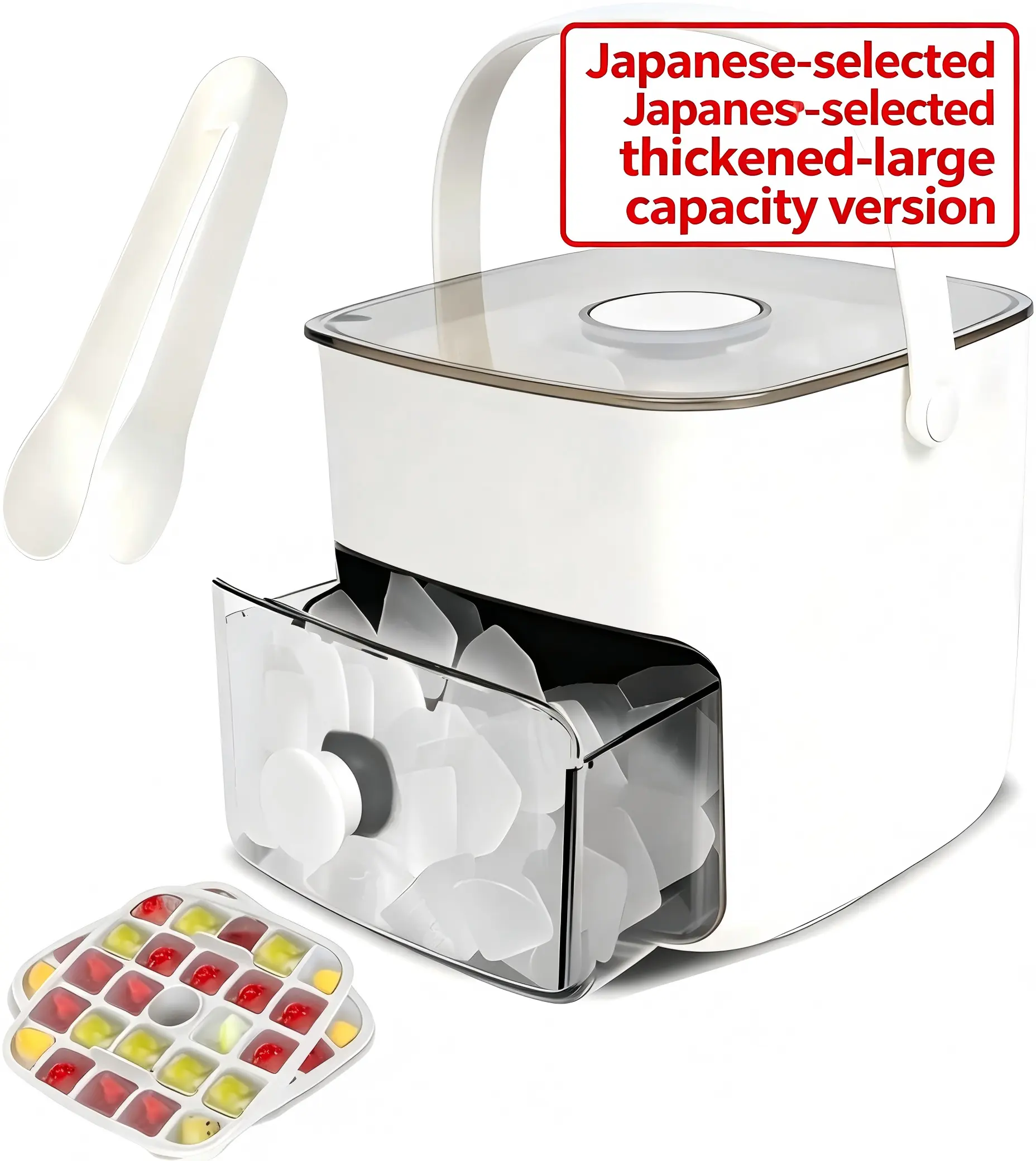 Double-Deck Portable Ice Making Machine, 48-Cube Kitchen Appliance with Easy Press Lid, Durable Plastic Construction, Includes Silicone Trays for DIY Frozen Food & Summer Beverages