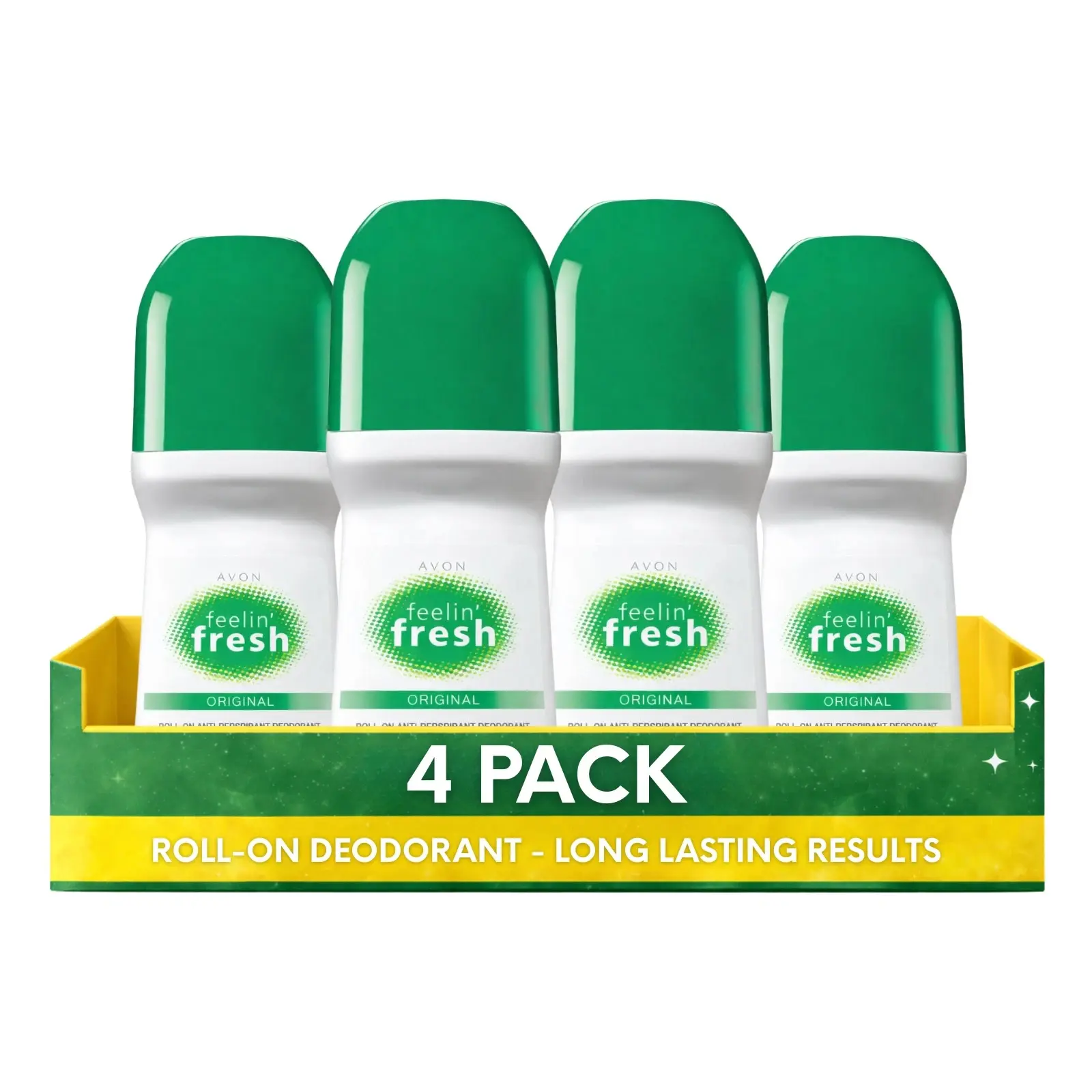 Feelin Fresh Roll-On Anti-Perspirant Deodorant for Women Pack of 4 (2.6 fl oz / 75ml Each) | 24-Hour Odor Protection | Fresh Citrus Floral