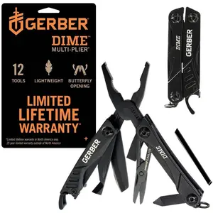 Gear Dime 12-in-1 Mini EDC Multitool - Needle Nose Pliers, Knife, Keychain, Bottle Opener - Gifts for Men, EDC Gear and Equipment - Black