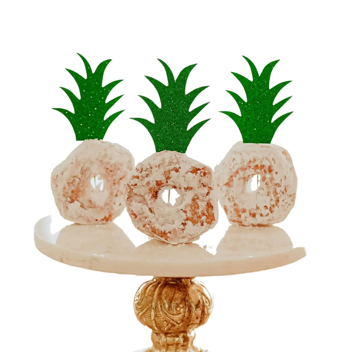 POSH SOIREE Pineapple Donut Topper – Set of 12 Tropical Cupcake Toppers – Fruit-Themed Party Supplies for Hawaiian/Luau Party Decoration – 3.5"-5.5" Toppers for Donuts – Regular