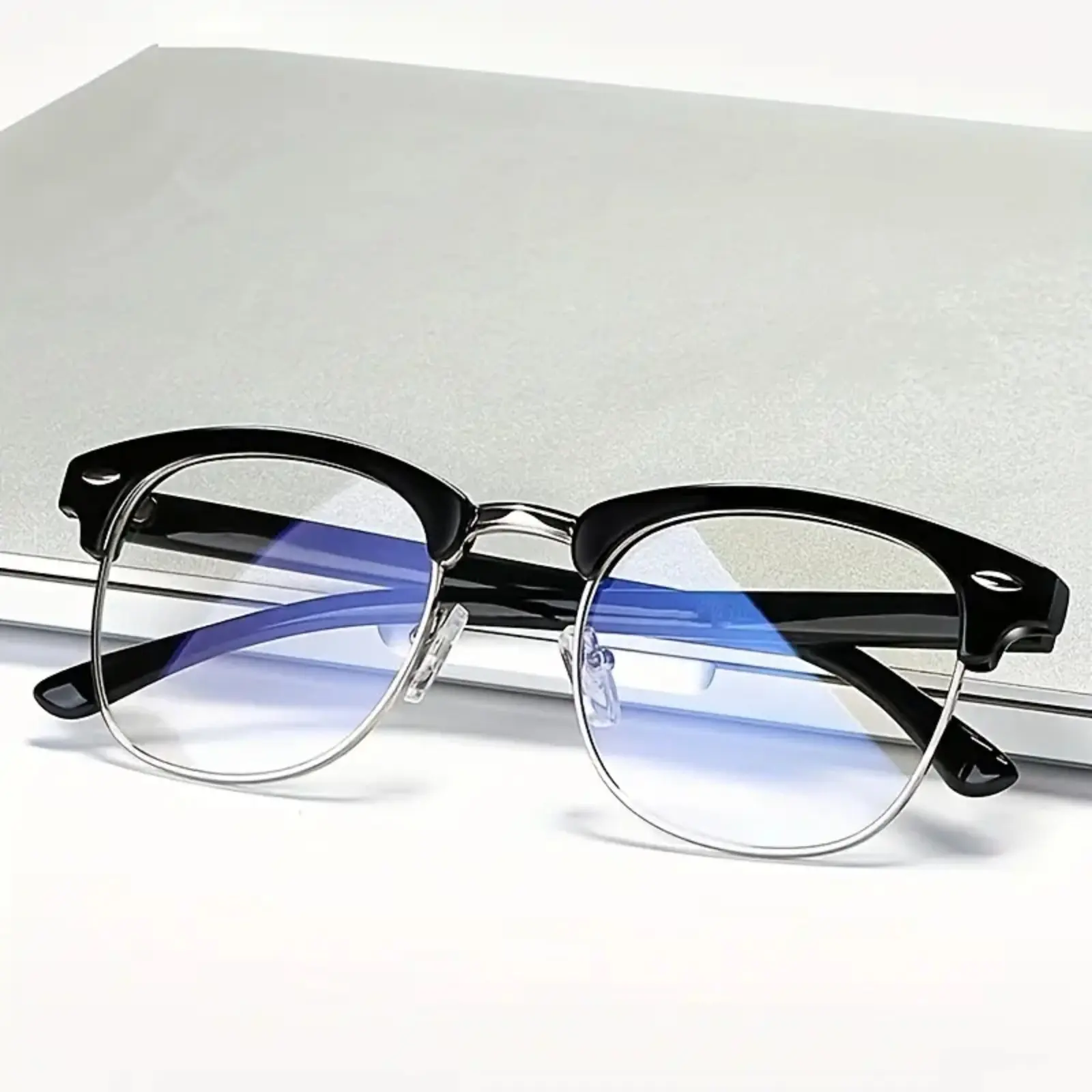 Anti-Blue Light Glasses - Black Metal Frame Anti-Eye Strain Lens, Modern Y2K Computer Glasses for Men & Women, Lightweight Metal Frame Eyewear, Compatible with Smartphones, Tablets, Laptops - Office, Gaming & Everyday Use,sohochic