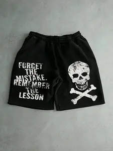 Skull Print Shorts, Street Style Printed Shorts, Unisex, Five Sizes Available, Summer Essential, Suitable for Home and Outdoors