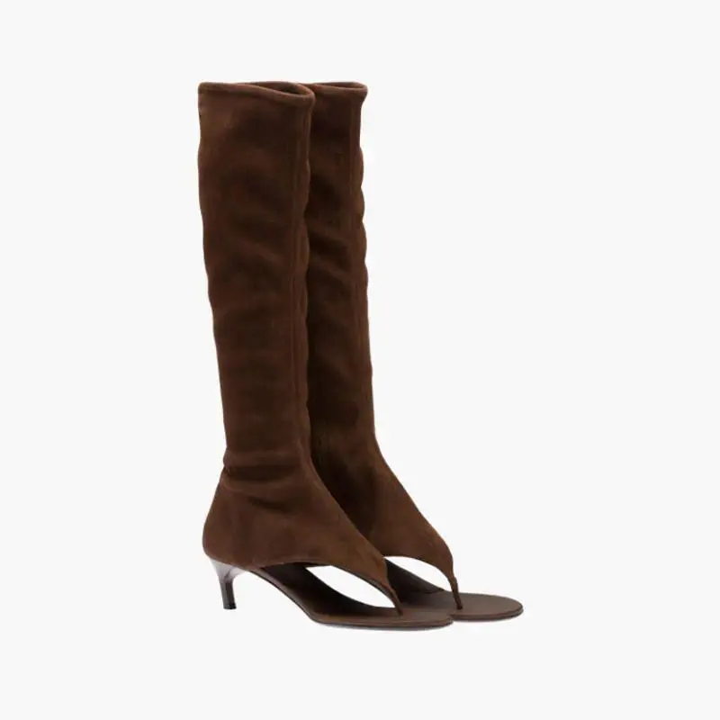 2026New European and American Fish Mouth Clip Toe Mid Boot, Fashionable Thin High Heel Side Zipper Women's High Tube Cool Boot