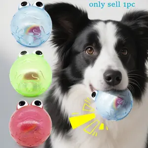 Interactive Dog Toy Silicone Frog Ball, Squeaky Teeth Cleaning Chew Toy, Durable Bite Resistant Pet Training Accessory