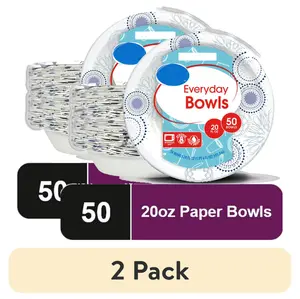 2-Pack Disposable Paper Bowls, 20 oz, 50 Count