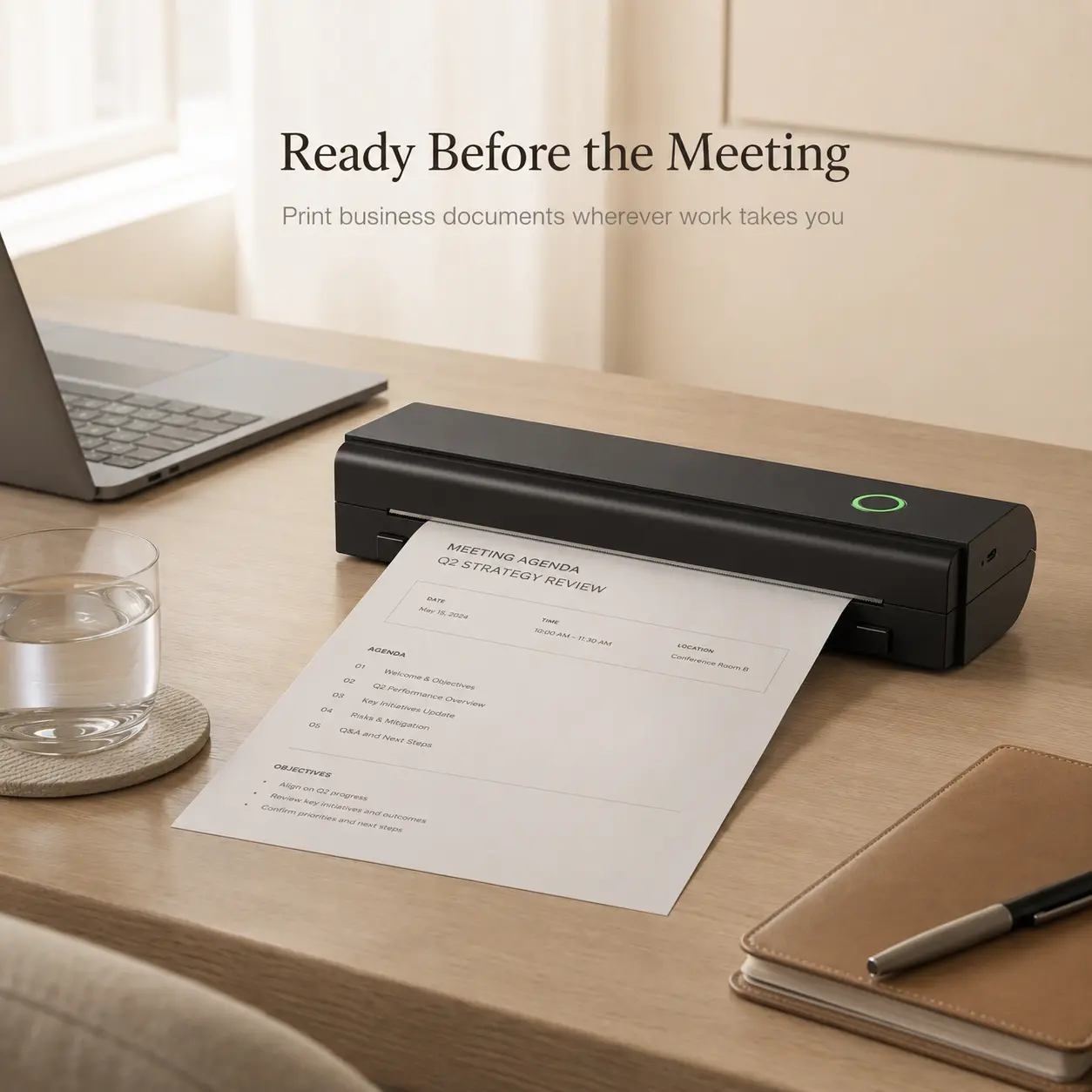 Inkless Thermal Printer with Built-in Bluetooth, A4/A5 Paper Compatible, Portable Wireless Device for Documents-Travel, Works with Phone-Laptop, Camping Essential (Computers & Office Label Printer)