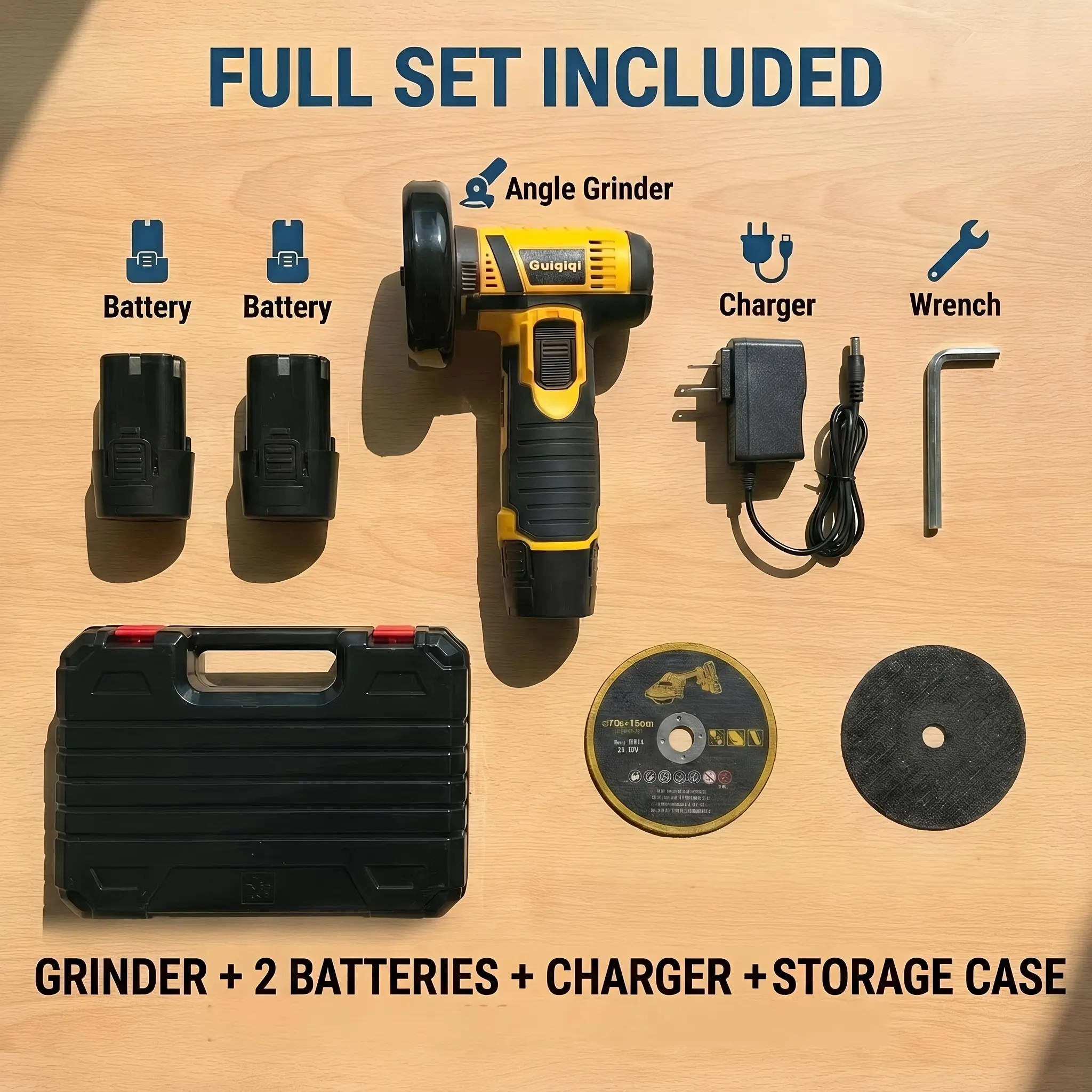 The New Rechargeable Angle Grinder In 2026 Is A 19500RPM Mini Wireless Angle Grinder, An Electric Tool Used For Grinding And Polishing. It Is Equipped With 1/2 Battery And Is A Lithium Electric Grinder Suitable For Metal, Wood, Father's Day Gift